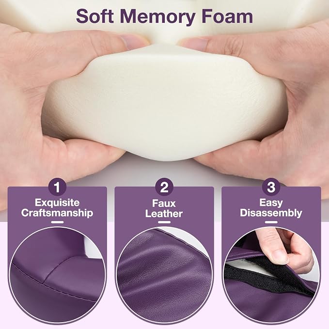 Udefineit Face Down Tabletop Massage Kit, Adjustable Headrest Face Cradle with Hand Rest Pad, Universal Desktop Home Mattress Massage Cradle with Soft Pillow for SPA Chair Bed Office Desk - Purple