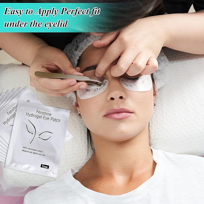 fenshine 100 Pairs Eyelash Extension Eye Pads Lint Free Hydrogel Eye Patches Professional for Lash Extensions Supplies