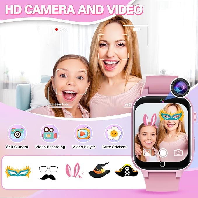 Kids Smart Watch Girls Gift for Girl Aged 6-12, HD TouchScreen Kids Watch with 39 Games Video Camera Music Pedometer Audiostory Learn Card Educational Toys Birthday Gifts for Girls Ages 5 6 7 8 9