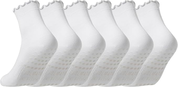 COOLMATE Pilates Socks with Grips for Women, Yoga Socks, Crew Non Slip Women for Barre, Pilates Gifts for Women