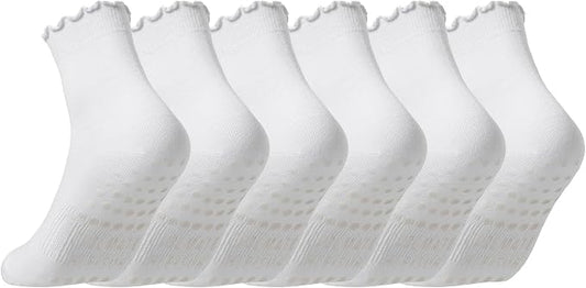 COOLMATE Pilates Socks with Grips for Women, Yoga Socks, Crew Non Slip Women for Barre, Pilates Gifts for Women