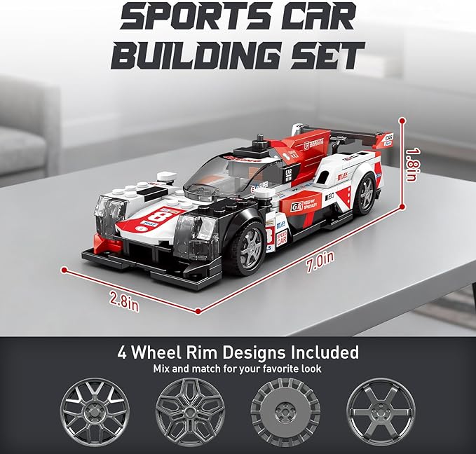 HIGH GODO Speed Racing Car Building Set, 1:20 Scale Sports Car Model Kit, Cool Collectible Cars Construction Toys Gifts for Adults Teens Age 14+ (368 Pieces)