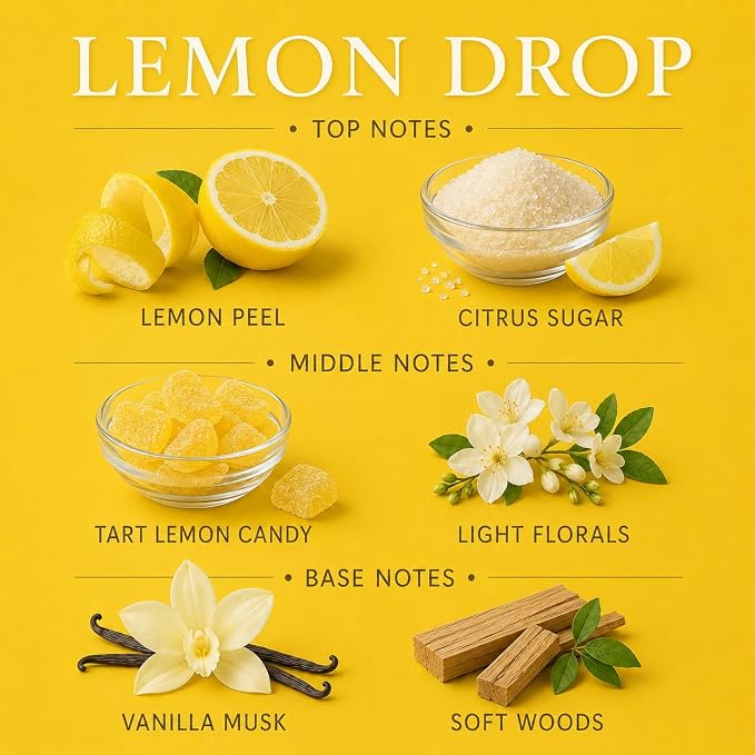 Lemon Drop Affinati 10 oz Scented Candle for Home – Long Lasting Fruity Soy Blend Candle with Wooden Wick, Strong Scent Throw Glass Jar Candles, Premium Clean Burning Aromatherapy Gifts