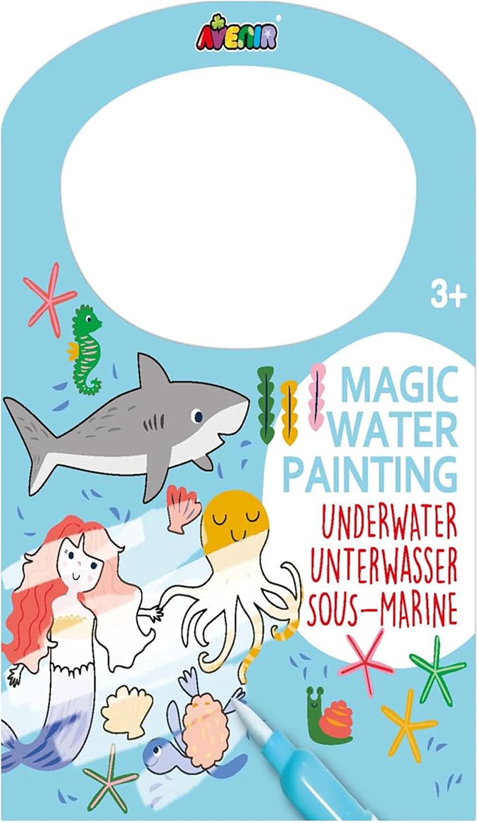 Avenir Reusable Water Coloring Book for Toddlers 3-5 Years, Road Trip & Airplane Mess-Free Portable Educational 4 in 1 Creative Set Water-Reveal Paint Activity Doodle Pad Kids Art Crafts