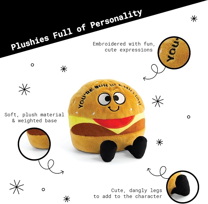 Hamburger Plushie - You're Pun in A Million Punny Muffin Plush, Cute Food Plushie Gift for Kids