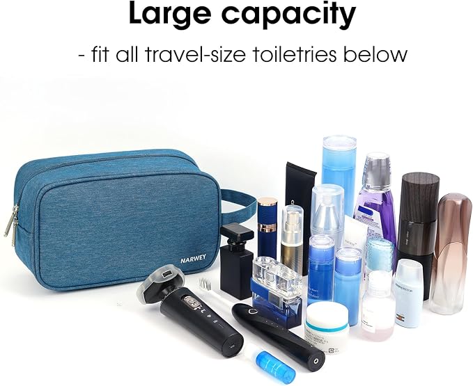 Narwey Travel Toiletry Bag for Women Traveling Dopp Kit Men Travel Bag for Toiletries Cosmetic Bag Makeup Bag Medicine Bag for Traveling (Navy Blue)