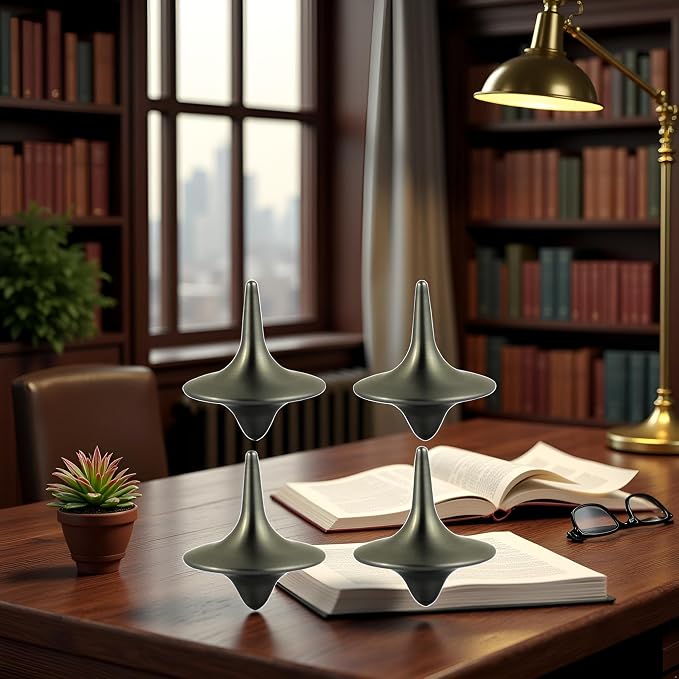 4 Pcs Accurate Spinning Top,Portable Precision Metal Premium Exquisite Perfect Balance Desktop Gyro Toys Vintage Totem Zinc Alloy Toy Spinning Top Desk EDC Little Fidget Toy Spinning Tops