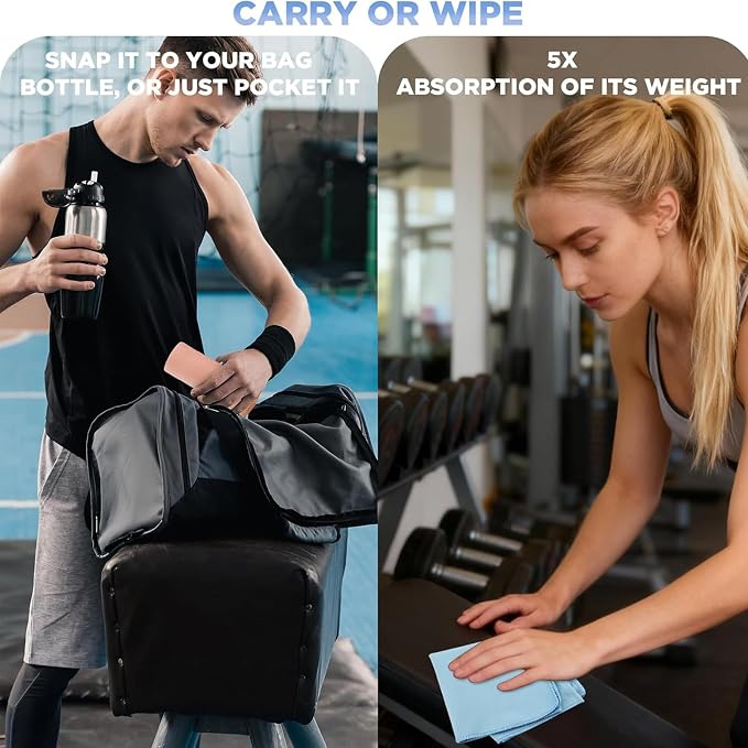 Microfiber Gym Towels - Quick Dry, Highly Absorbing, Odor-Free, for Women & Men - Gym Towel for Hot Yoga, Tennis, Working Out, Camping, Set of 5, 16 * 27Inch, Pastel Colors