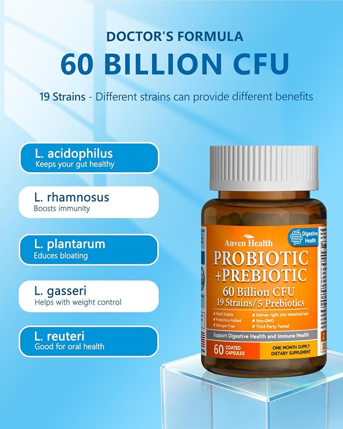 Probiotics for Women Men Prebiotics, Made in USA Digestive | 5 Organic Prebiotics, Plant-Based Delayed Release, Supports Gut, Digestive & Immune Health, Bloating & Gas Relief, Non-GMO