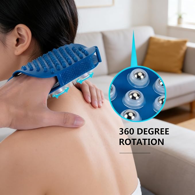 Lymphatic Massage Gloves, 2PCs Handheld Massager Ball with 7 360-degree Metal Roller Balls, Massage Glove Brush for Beauty Body Care, 5.19x3.81x1.49 Inch