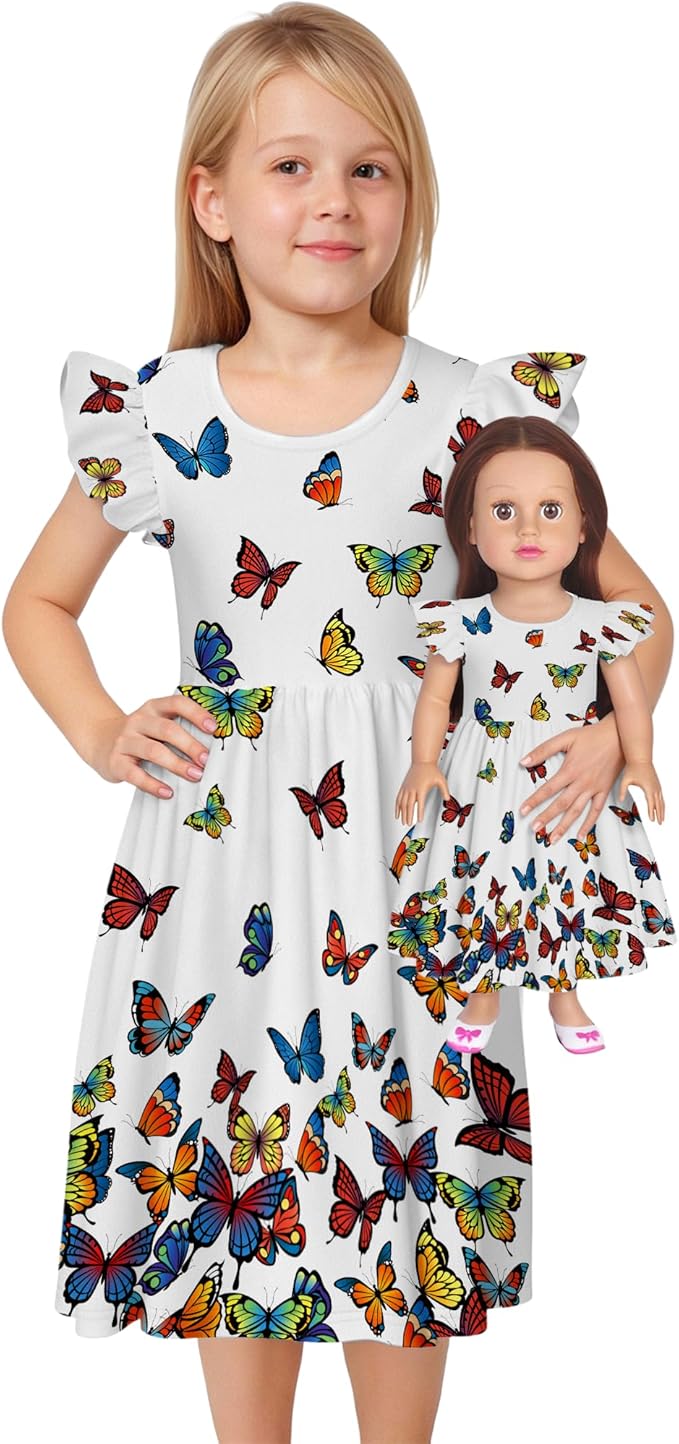 LQSZ Doll and Girl Matching Princess Dress Outfits for Girls and 18" Matching Doll and Girl Clothes