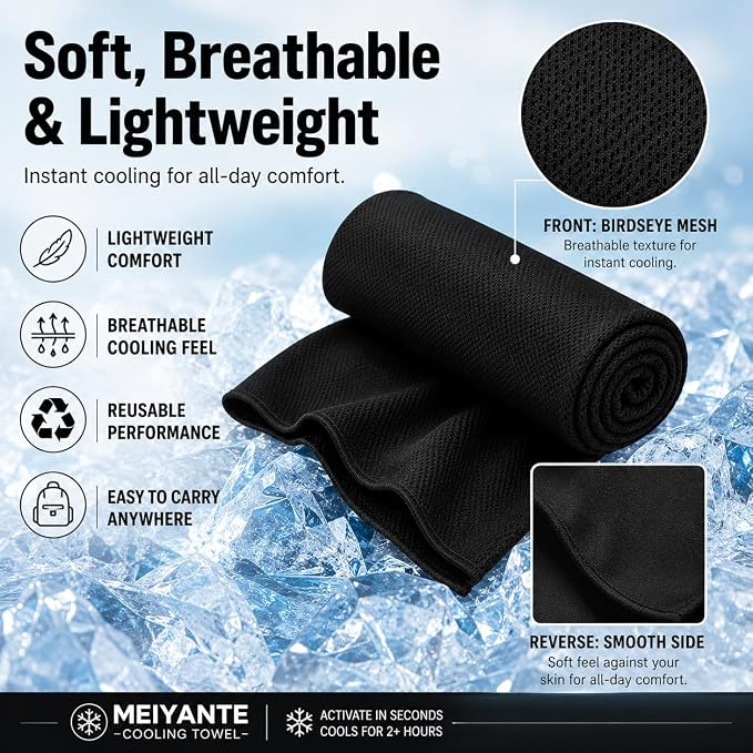 Cooling Towels 43.3" x 15.7" - Ice Towel, Sweat Towel, Cooling Towels for Neck & Face & Cooling Neck Wraps for Summer Heat - Neck Cooler for Quick Cool Down for Gym, Running, Golf, Yoga & Sports
