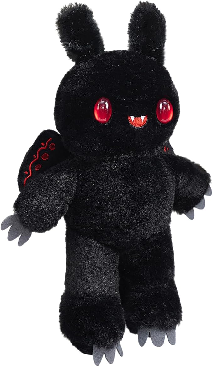 Mothman Plush Toy Halloween Stuffed Animals Cryptid Plush with Red Eyes and Embroidered Wings Gifts Collection Decor for Kids Adults Black 12 Inch