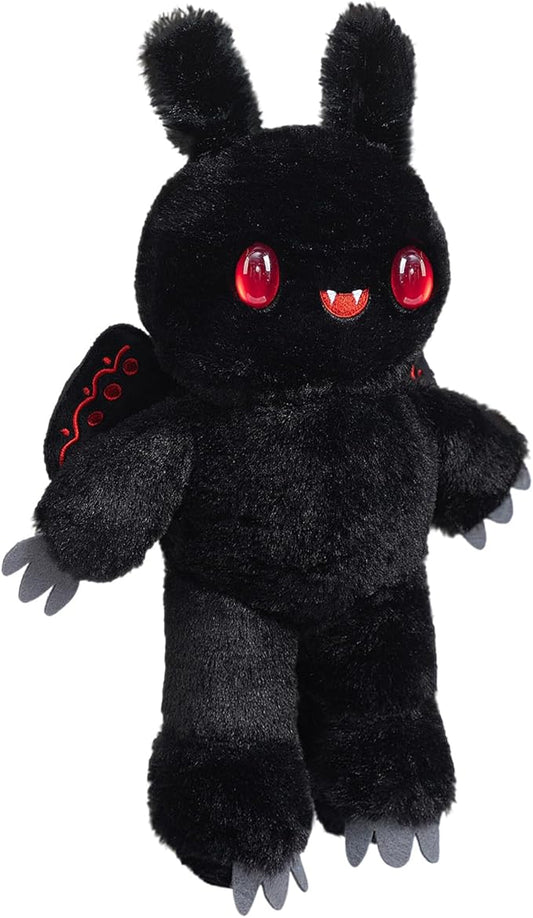 Mothman Plush Toy Halloween Stuffed Animals Cryptid Plush with Red Eyes and Embroidered Wings Gifts Collection Decor for Kids Adults Black 12 Inch