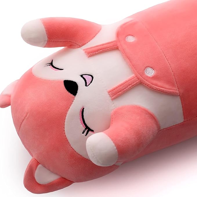 Long Fox Plush Pillow, Pink Fox Soft Plush Toy Cute Long Fox Stuffed Animal, Long Stuffed Animal Plush Pillow for Kids(Fox,19.68inch/50cm)