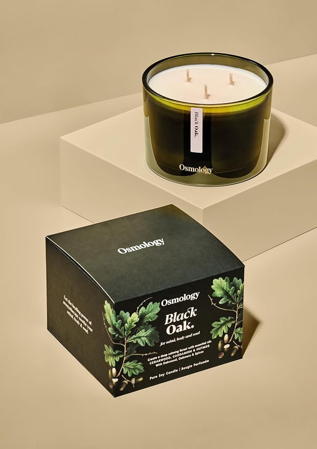 Black Oak Aromatherapy Candle – Bergamot, Cardamom & Oakmoss Scented Candle, Plant-Based Wax, 15.8 oz, 60 Hour Burn Time, Warm & Woody Candle