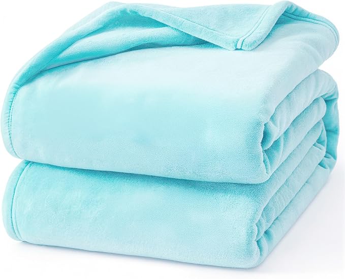 Hansleep Full Robin Egg Blue Fleece Blanket, Soft Flannel Bed Blanket | Fuzzy Cozy Blanket 84x90 Inches, Multi-use for Bed, Sofa, Couch, Travel, Camping, All Season Warm Lightweight Cover