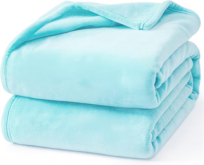 Hansleep Throw XL Robin Egg Blue Fleece Blanket, Soft Flannel Bed Blanket | Fuzzy Cozy Blanket 50x70 Inches, Multi-use for Bed, Sofa, Couch, Travel, Camping, All Season Warm Lightweight Cover