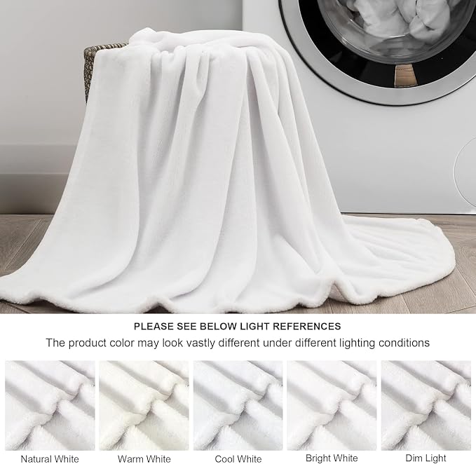 BEDELITE Fleece Blanket Soft Plush Throw for Couch White 50"x70" | Ultra Soft Fleece, Plush Microfiber, Lightweight Warmth, All Season Comfort, Fade Resistant, Machine Washable, Couch Sofa Bed
