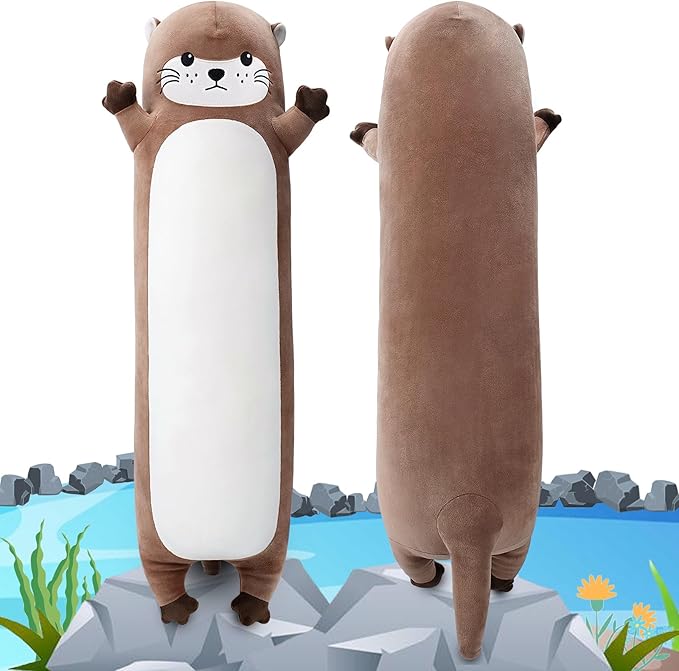 Large Otter Stuffed Animal,20” Long Otter Plush,Cute Plushies Animals Body Pillow,Kawaii Big Plush Toys Animal Gifts,Anime Sleeping Hugging Pillow Cushion for Kids Adults Birthday