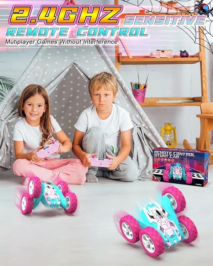 Pink Spider Remote Control Car for Girls, Kids Race RC Cars for Girl, Princess Toys for Age 6 7 8 9 10 Christmas Birthday Gifts