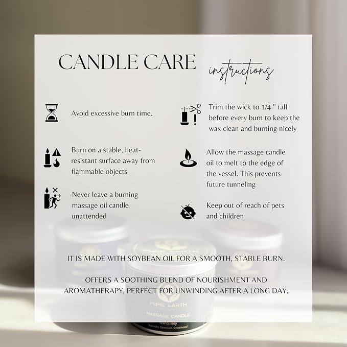 Tranquility Massage Candle - Skin Moisturizing Massage Oil Candles - 6 oz.