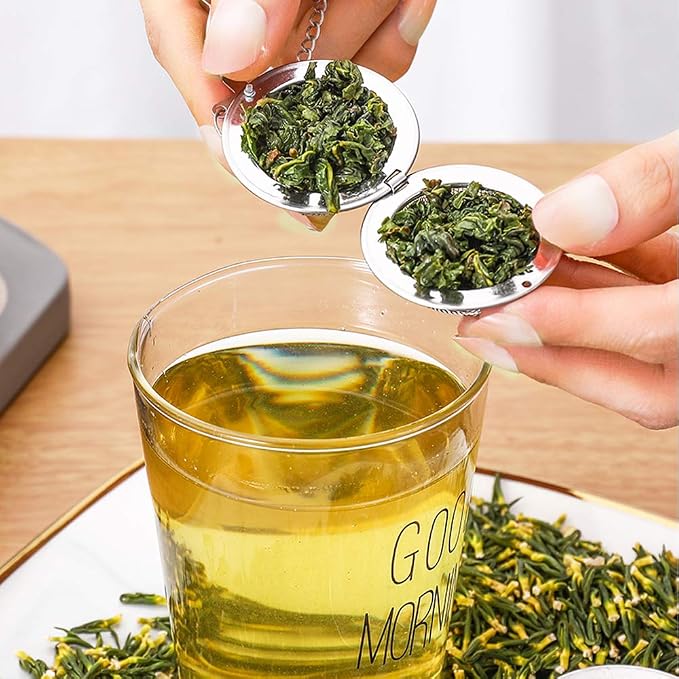 2pcs Tea Strainers, Scdom Stainless Steel Ball Mesh Tea Infusers, Amethyst & White Crystal Moon Pendant Tea Ball Tea Filter with Extended Chain Hook for Brew Fine Loose Tea and Spices & Seasonings