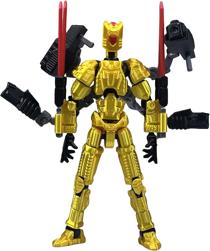 Assembly Completed T13 Action Figure,3D Printed Multi-Jointed Movable, Nova 13 Action Figures Desktop Decorations for Game Lovers Toy (Yellow)