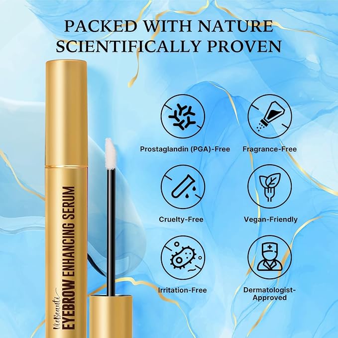VieBeauti Eyebrow Growth Serum 5mL – Brow Serum for Fuller & Thicker Looking Brows, Advanced Nourishing Formula, Vegan & Cruelty-Free, Gentle for Sensitive Skin