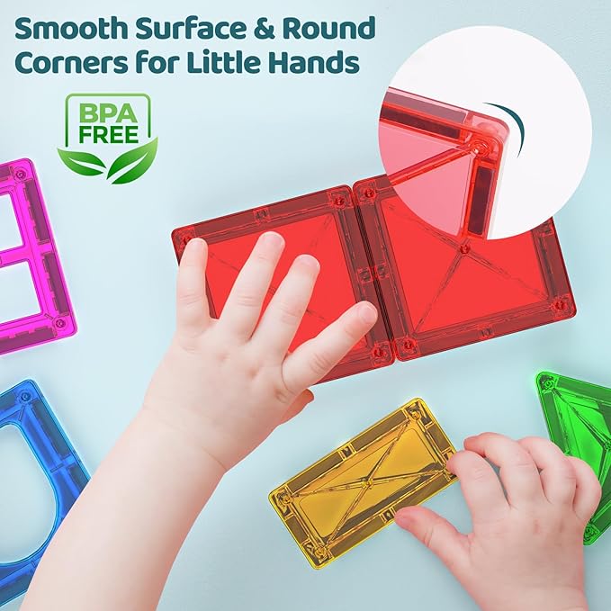 Mini Magnetic Tiles Toddler Toys, Travel Set Magnetic Building Blocks for Kids Ages 3+, Educational Toy for Boys Girls for Sensory Play Preschool Learning Classroom Must Haves Decor