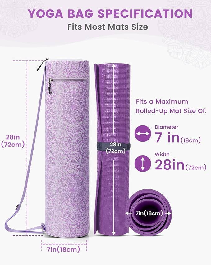 Gonex Yoga Mat Bag, Yoga Mat Carrier Full-Zip Exercise Yoga Mat Carry Bag for Women Men with 2 Multi-Functional Storage Cargo Pockets Extra Wide Adjustable Shoulder Strap