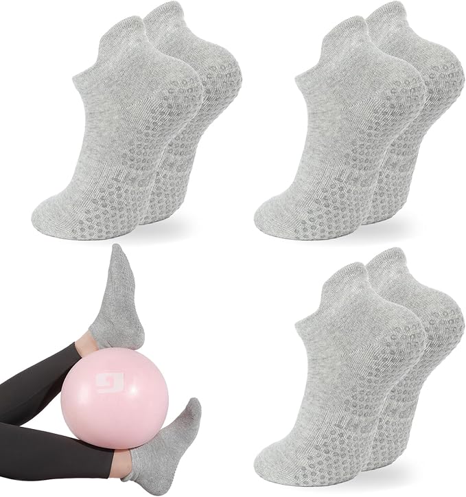 loudashuaiqi Grip Pilates Socks Non Slip Athletic Yoga Socks with Grips for Women Grippy socks for Hospital Workout Barre