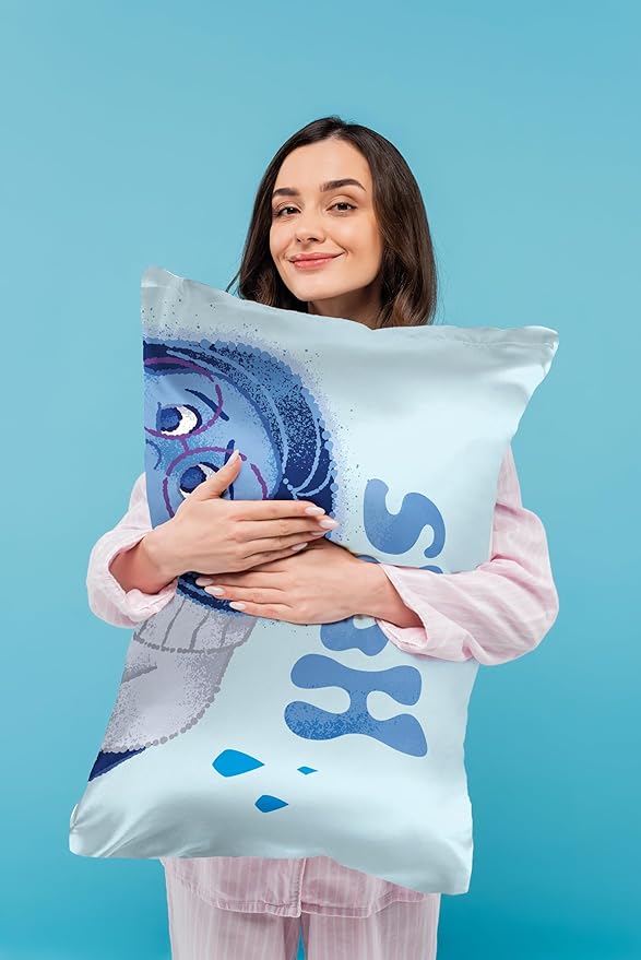 Disney Pixar Inside Out Sadness Satin Pillowcase - Standard Size 20x30 Inch Silky Soft Blue Premium Pillow Cover
