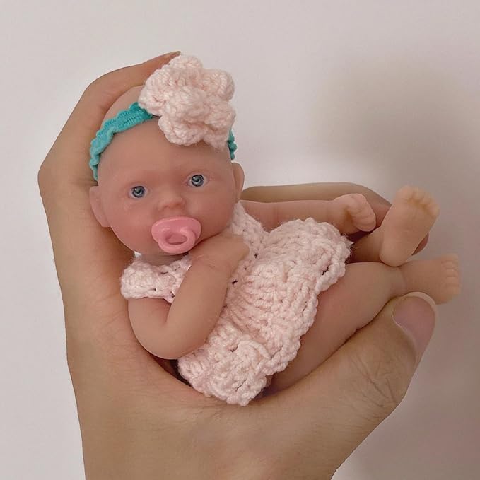 Mire & Mire 4.5" Micro Preemie Full Body Silicone 13cm Baby Girl Doll Lifelike Mini Reborn Doll Surprice Children Anti-Stress (A)