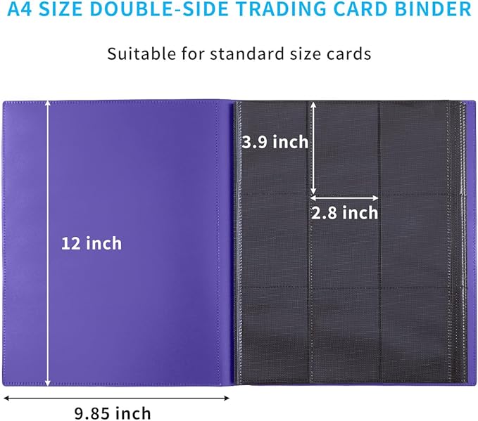 Card Binder, Upgraded 9 Pockets Trading Card Collection Binder for Cards, 360 Card Book Holder Album for Yugioh, MTG, TCG, Magic, Sports Cards - Purple