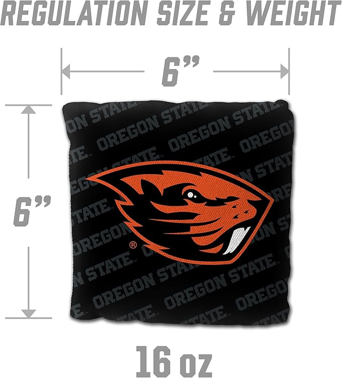 YouTheFan Officially-Licensed NCAA Set of 4 Cornhole Bags - All Weather Regulation 6” x 6” Size - 16oz Weight - Designed in USA