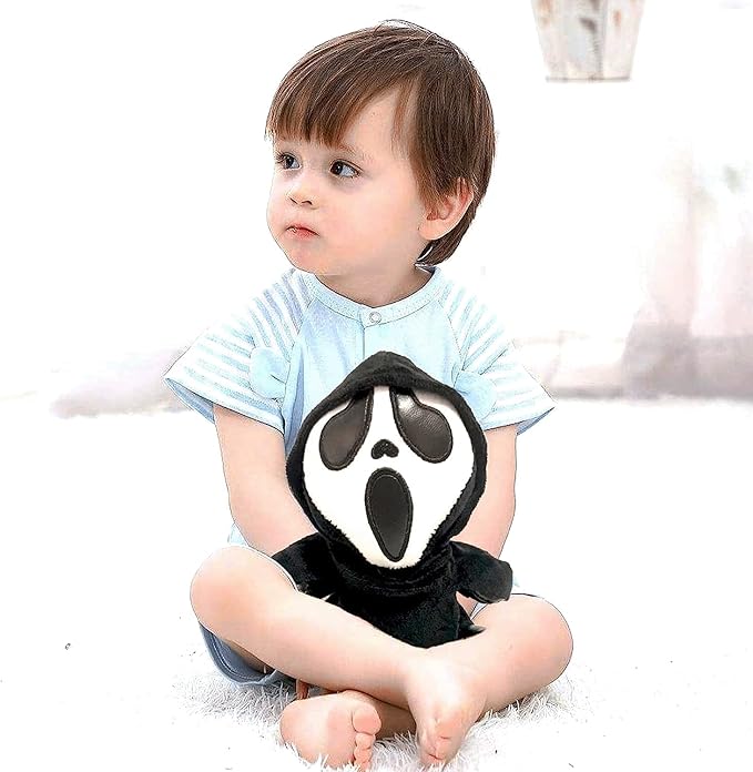 Spooky Horror Plush with Phantom Mask Creepy Stuffed Animal Toy Scary Doll for Kids and Game Fans Great Gift for Birthday Halloween Christmas Party