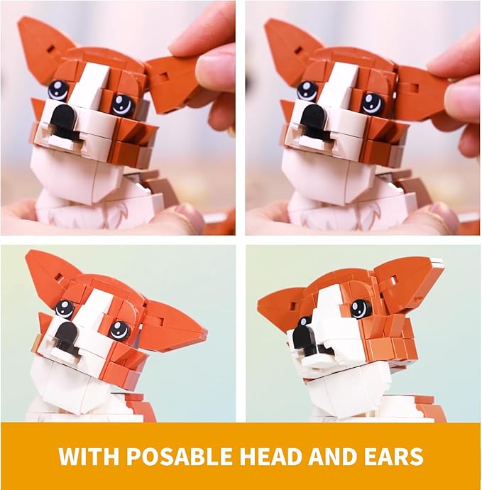 KAZI Adorable Dogs Building Toy Set,Dog Gift fors Animal-Lovers,Ideas Corgi Dog Building Set for Girls and Boys,Creative Buildable Toys for Kids 8 and Up,Party Favors,Gifts for Halloween Christmas
