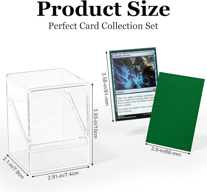 YSCare Card Deck Case, Deck Box with 100 Pack Card Sleeves and Divider, Standard Size Clear Commander Cards Storage Box Fit for MTG, Sport, Trading Cards (Dark Green)