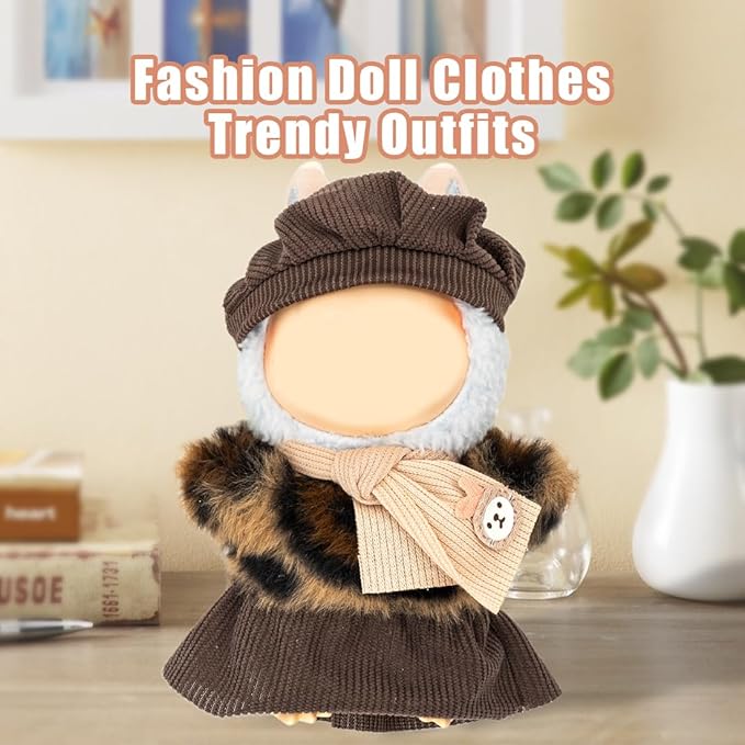 Clothes for 17cm Dolls(NO Doll) Outfit with Accessories Suit Cute Stylish Dress Up Set Patterned Skirt