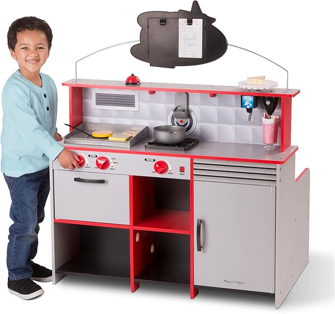 Melissa & Doug Double-Sided Wooden Star Diner Restaurant Play Space