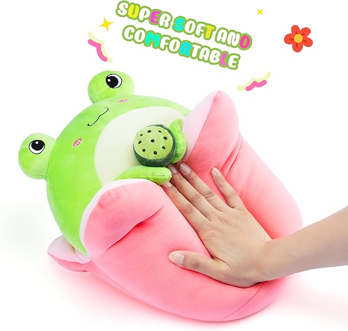 Original 12.5-inch Large Frog Plush Pillow Stuffed Animal Toy,Big Size Cute Soft Toys Fat Kawaii Hugging Pillows Cuddle Plushie,Gift for Kids