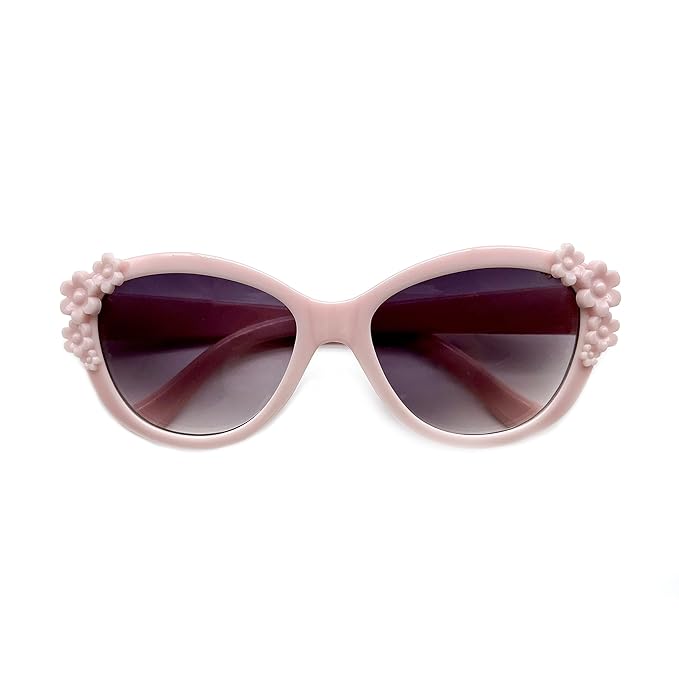 XINB LOOK Kids Sunglasses Girls, Cute Flower Frame Cartoon UV Glasses, Toddler Sunglasses Party Favor for Ages 3-10 (Pink)