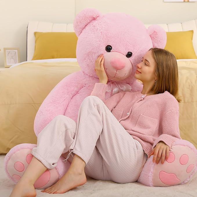 Tezituor Giant Teddy Bear - 5 Feet Tall Pink Life Size Stuffed Animal with Footprints - Valentine's Day Gift