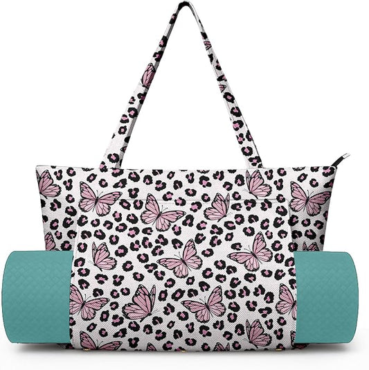 Yoga Bag for Women, Large Canvas Yoga Mat Tote Bag with Yoga Mat Carrier - Large Mat Pocket Fitness Tote for Pilates, Gym, Travel, Office & Beach