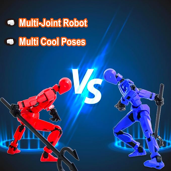 T-13 Creative Action Figure with Pose Stand,Anime Robot Building Toy Sets,Lucky Puppet Joints for Boys,Girls,Men,Women,Multi-Jointed Moveable Dummy Desk Decoration,Desktop Ornament for Game Lover,Blue