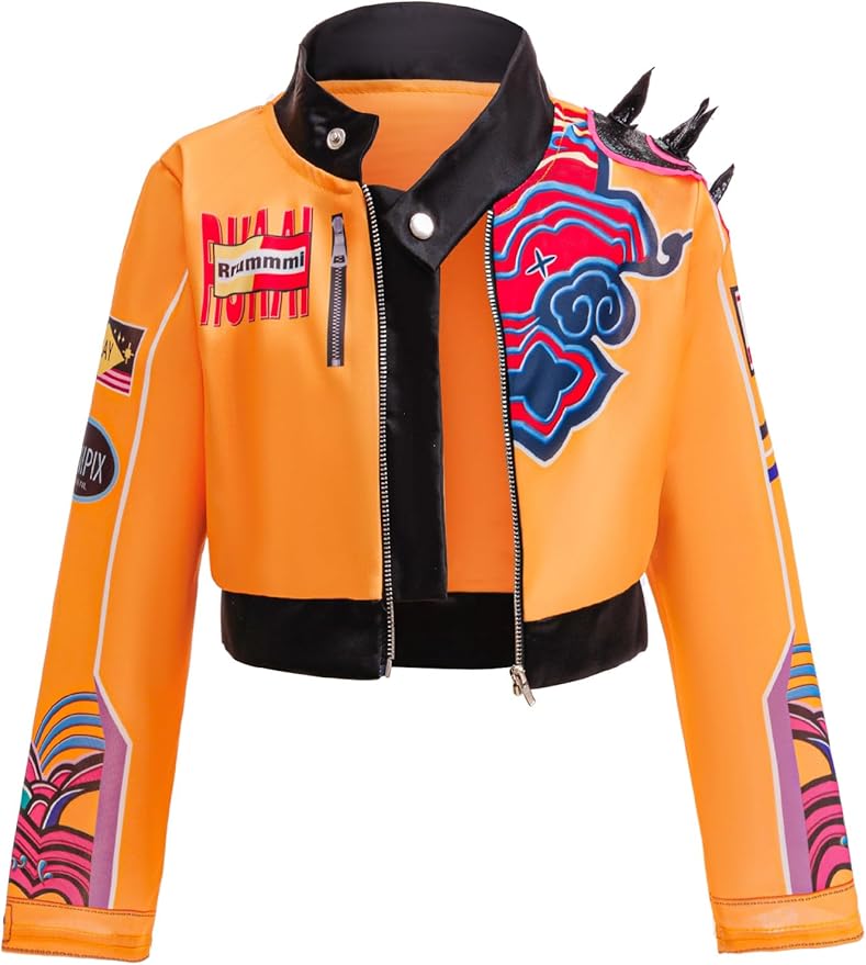 Rumi Costume Kids,Girls Kpop Halloween Cosplay Costumes 3PSC Set Include Jacket T-Shirt Shorts