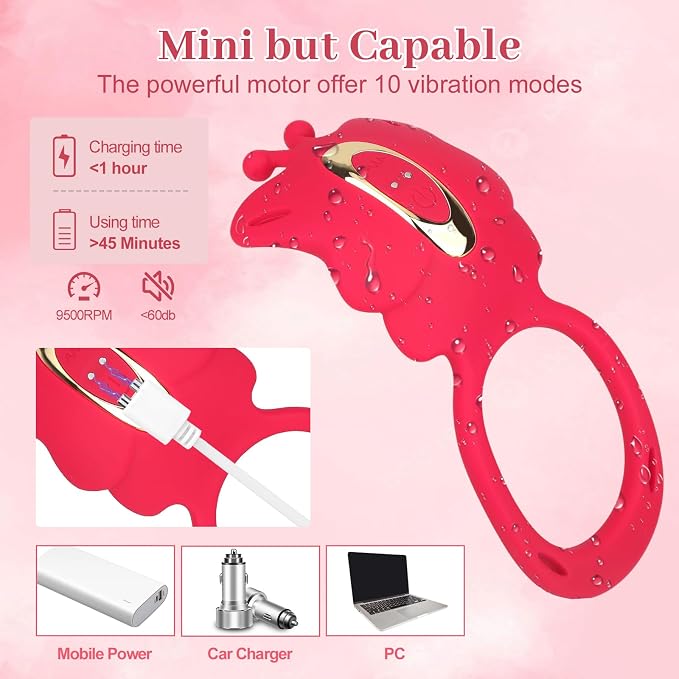Couples Adult Sex Toys Wearable Vibrator - 3in1 Finger Anal Plug Sex Toys Vibrator for Clitoral Anal Nipple Stimulator with 9 Vibration Modes, Clitoris Vibrator Vibrating Cock Ring BDSM Women Sex Toys
