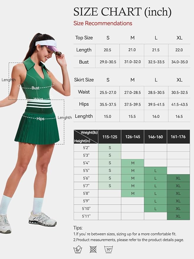 Women 2 Piece Tennis Skirt Set Polo Golf Outfits Racerback Tank Top Pleated Skort with Pockets Summer Workout Athletic Dress