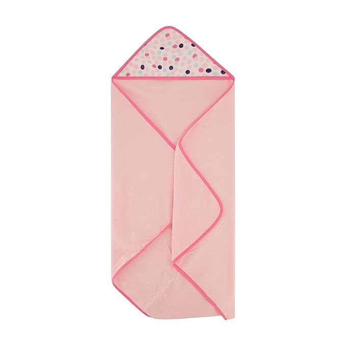 Cudlie Buttons & Stitches Baby Girl 6 Pack Rolled/Carded Hooded Towels in Blooms & Dots Print, GS71731